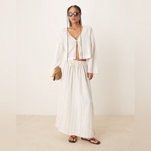 NWT ASOS Belle Beach w/ Linen Maxi Skirt - Fine Mono Stripe